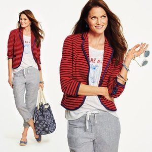 Talbots Striped Sweater Knit Jacket Blazer NWT Coastal Nautical Business Casual